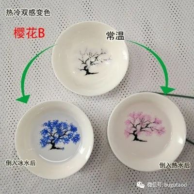 景德镇盛江陶瓷推出双感樱花变色杯——遇热水变红色，与冷水变蓝色