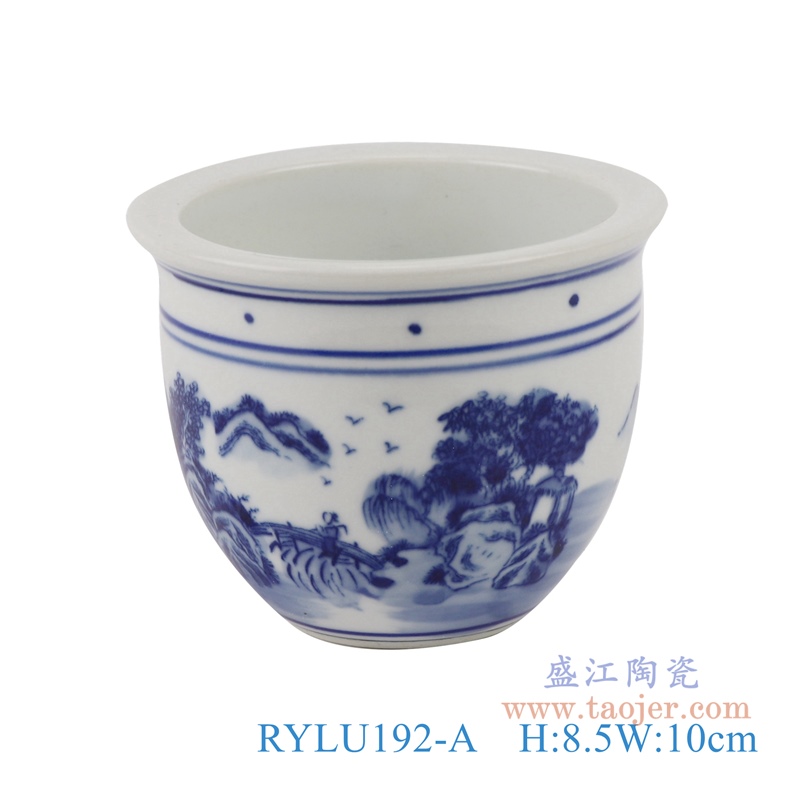 RYLU192-A青花山水小花盆盆栽正面