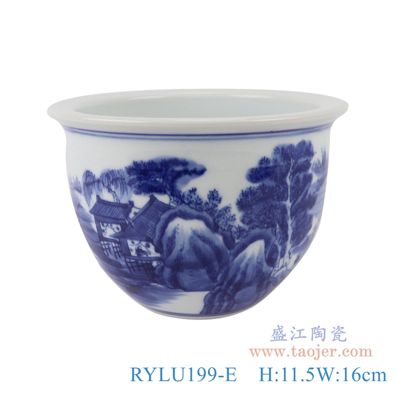 RYLU199-E青花山水花盆正面