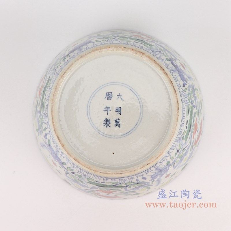 仿古古彩五彩鱼藻纹水洗大碗;产品编号：RZSZ11       产品尺寸(单位cm):  高：14.3直径：25.5口径：底径：16重量：2.3KG