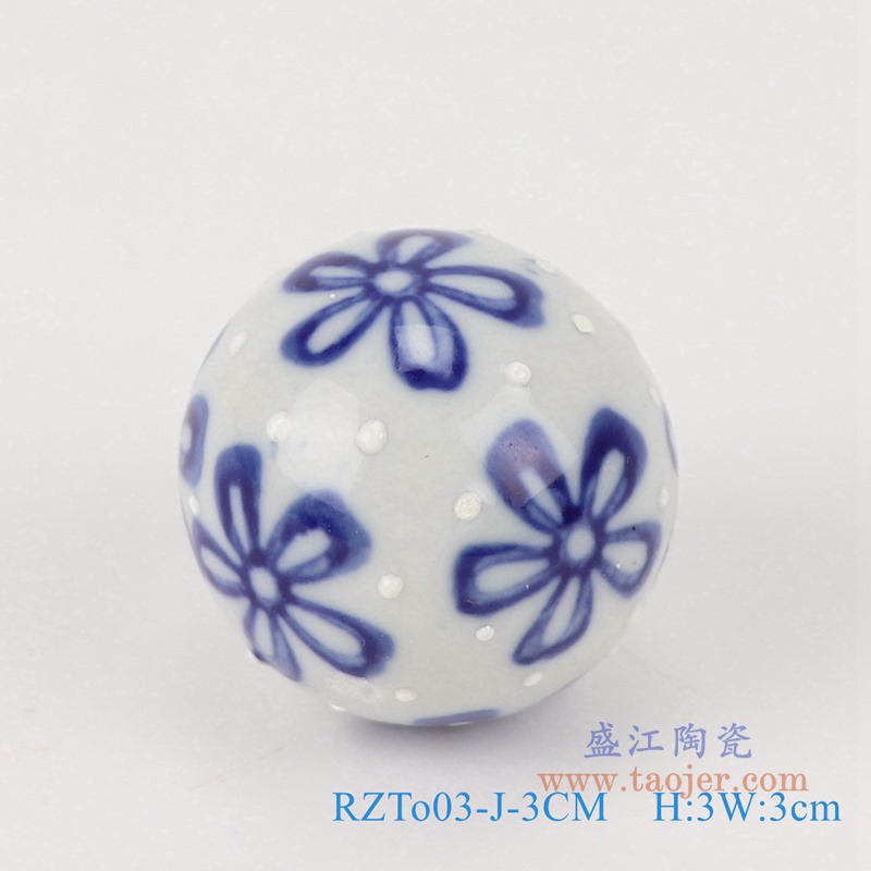 青花3厘米浮球圆球;产品编号：RZTo03-X-3CM       产品尺寸(单位cm):  高：3直径：3口径：底径：重量：0.1KG