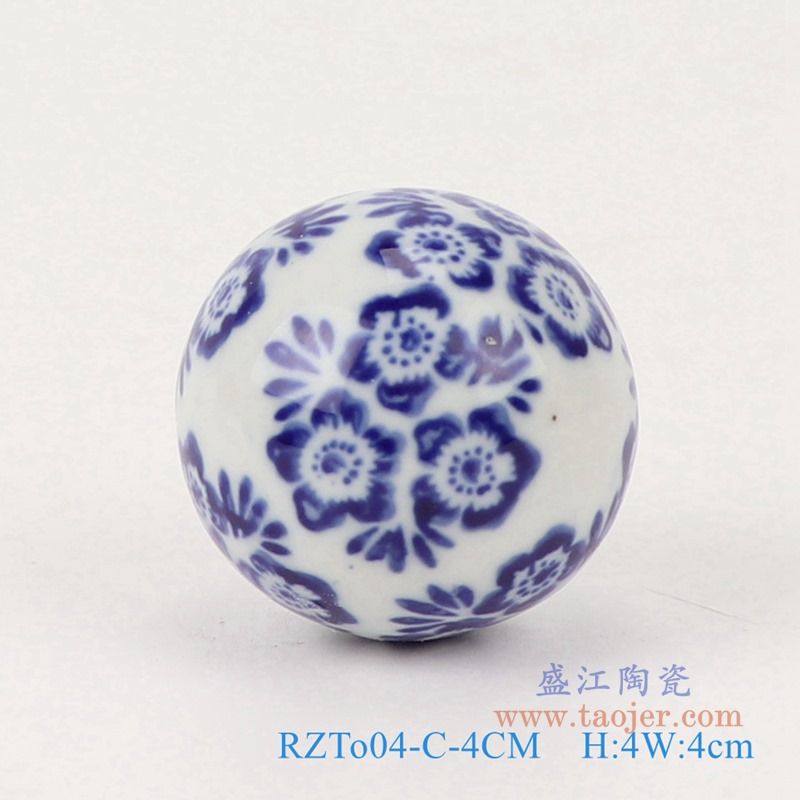 青花4厘米浮球圆球;产品编号：RZTo04-E-4CM       产品尺寸(单位cm):  高：4直径：4口径：底径：重量：0.1KG