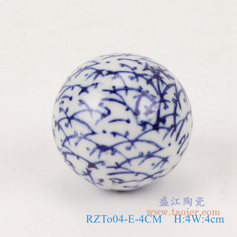 青花4厘米浮球圆球;产品编号：RZTo04-E-4CM       产品尺寸(单位cm):  高：4直径：4口径：底径：重量：0.1KG