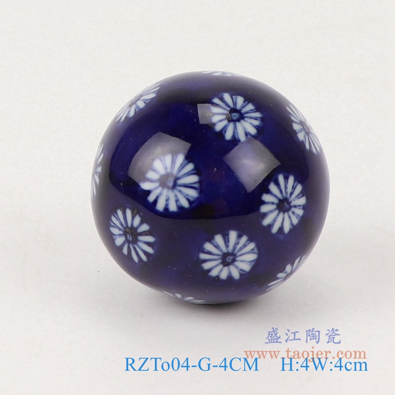 青花4厘米浮球圆球;产品编号：RZTo04-E-4CM       产品尺寸(单位cm):  高：4直径：4口径：底径：重量：0.1KG