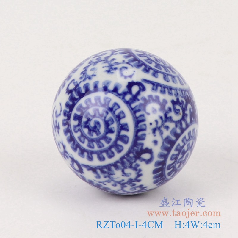 青花4厘米浮球圆球;产品编号：RZTo04-E-4CM       产品尺寸(单位cm):  高：4直径：4口径：底径：重量：0.1KG