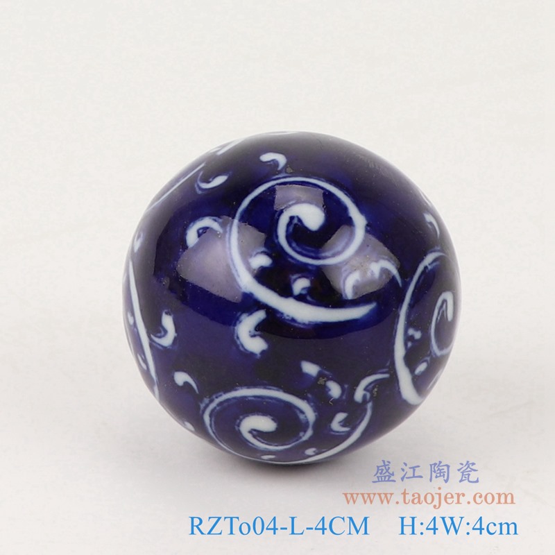 青花4厘米浮球圆球;产品编号：RZTo04-E-4CM       产品尺寸(单位cm):  高：4直径：4口径：底径：重量：0.1KG