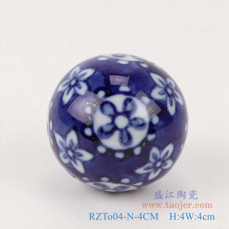 青花4厘米浮球圆球;产品编号：RZTo04-E-4CM       产品尺寸(单位cm):  高：4直径：4口径：底径：重量：0.1KG