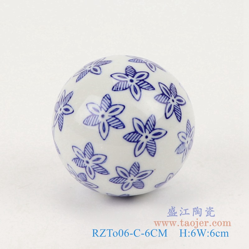 青花6厘米浮球圆球;产品编号：RZTo06-M-6CM       产品尺寸(单位cm):  高：6直径：6口径：底径：重量：0.1KG