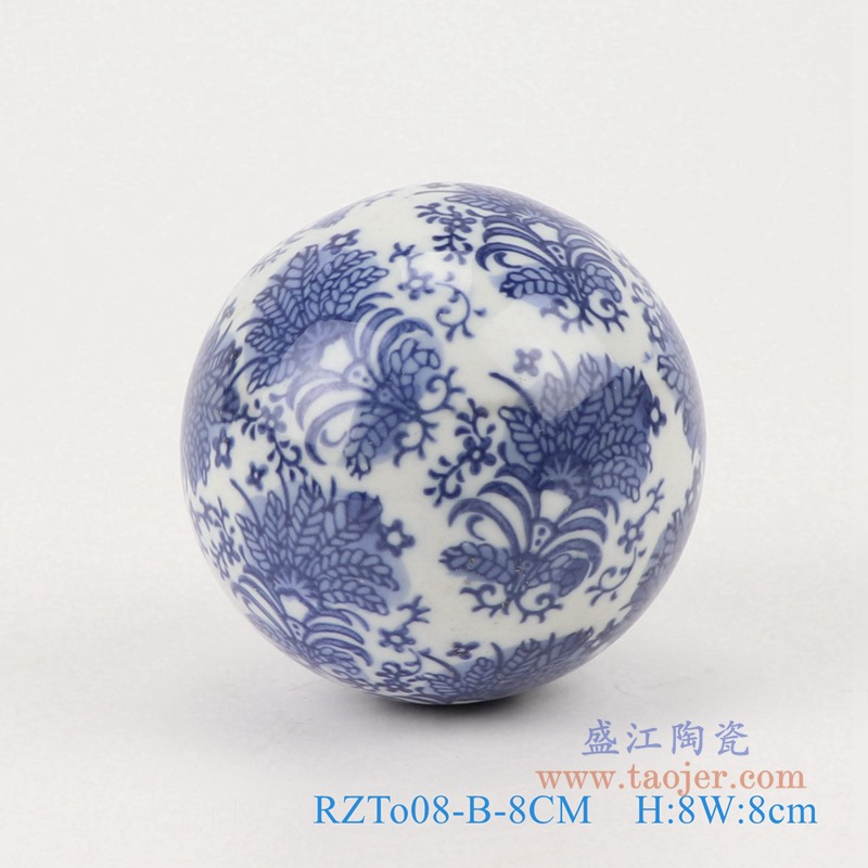 青花8厘米浮球圆球;产品编号：RZTo08-I-8CM       产品尺寸(单位cm):  高：8直径：8口径：底径：重量：0.15KG