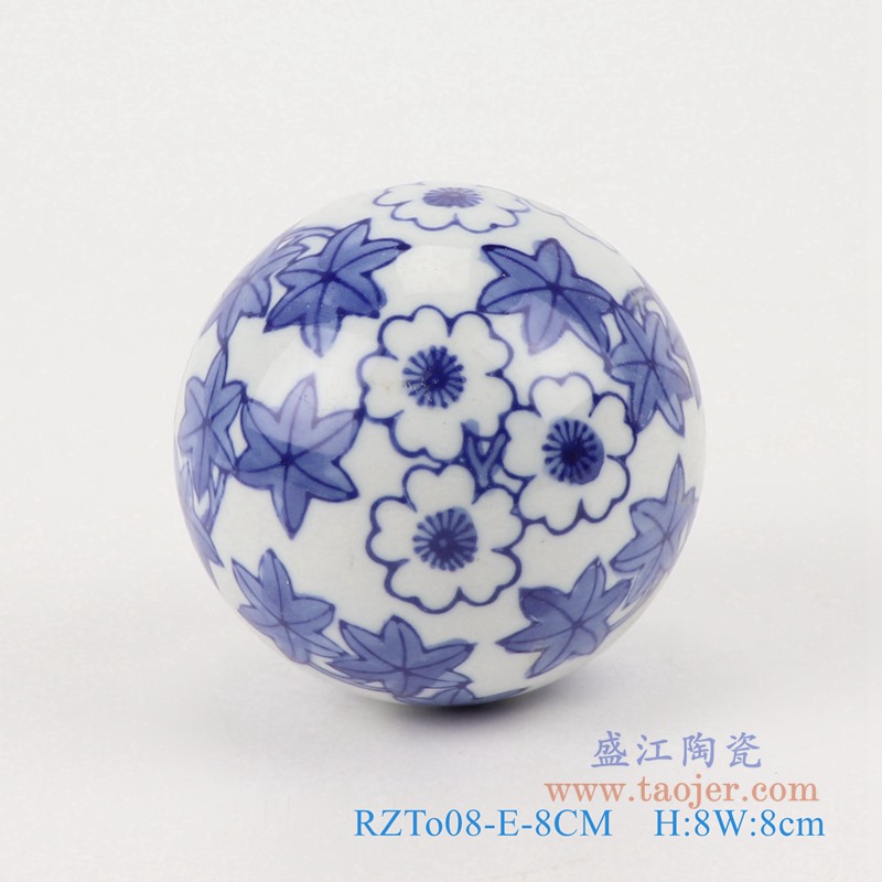 青花8厘米浮球圆球;产品编号：RZTo08-I-8CM       产品尺寸(单位cm):  高：8直径：8口径：底径：重量：0.15KG