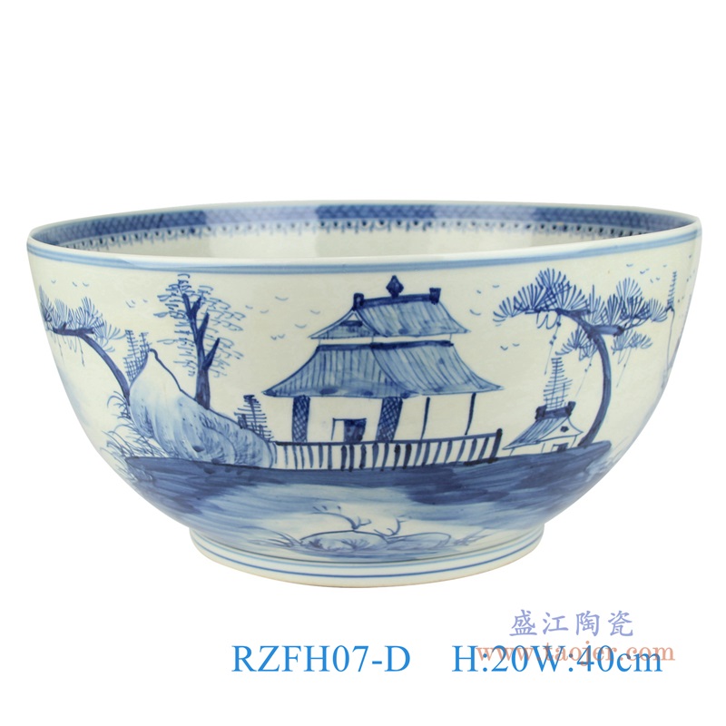 青花山水大碗;产品编号：RZFH07-D       产品尺寸(单位cm):  高：20直径：40口径：底径：重量：KG