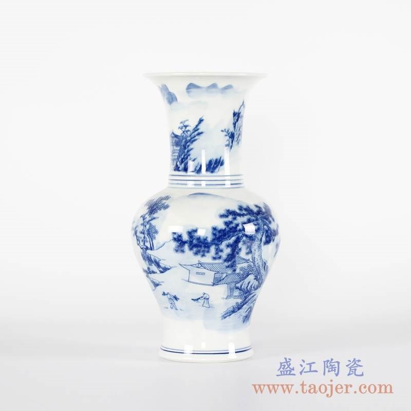 青花山水花菇小号;产品编号：RYCI43-b 产品尺寸(单位cm): 高：33.2直径：17.7口径：底径：11.2重量：2.4KG