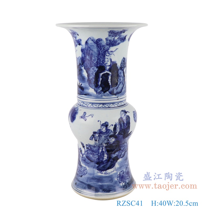 青花瓷（blue and white porcelain），又称白地青花瓷，常简称青花，是中国瓷器的主流品种之一，属釉下彩瓷。青花瓷是用含氧化钴的钴矿为原料，在陶瓷坯体上描绘纹饰，再罩上一层透明釉，经1300℃左右高温还原焰烧制而成。钴料烧成后呈蓝色，具有着色力强、发色鲜艳、烧成率高、呈色稳定的特点。汉族劳动人民制作瓷器的历史悠久，品种繁多。原始青花瓷于唐宋已见端倪，成熟的青花瓷则出现在元代景德镇的湖田窑。明代青花成为瓷器的主流。清康熙时发展到了顶峰。景德镇青花瓷以其烧造精致而独占熬头，造型优美，色彩绚丽，装饰精美，是景德镇四大传统名瓷之一，它无铅无毒，耐酸耐磨，面色经久不退，素有“永不凋谢的青花”之称。        本品坯胎全手工拉坯制作，釉面和青花料采用高档仿清颜料。瓶身山水风景图团花簇拥，构图优美，瓶颈花卉、圈足纹图和瓶身山水风景图交相辉映，相得益彰，层次清晰，瓷质温和细腻，釉色古朴清丽，晶莹丰润，清新养目，极具古意，具有较高的艺术欣赏和实用价值。