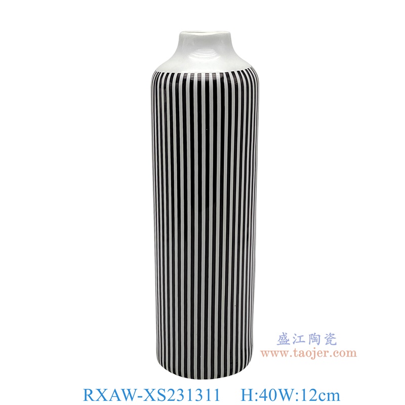 RXAW-XS231311 白底黑线直筒花瓶 高40直径12