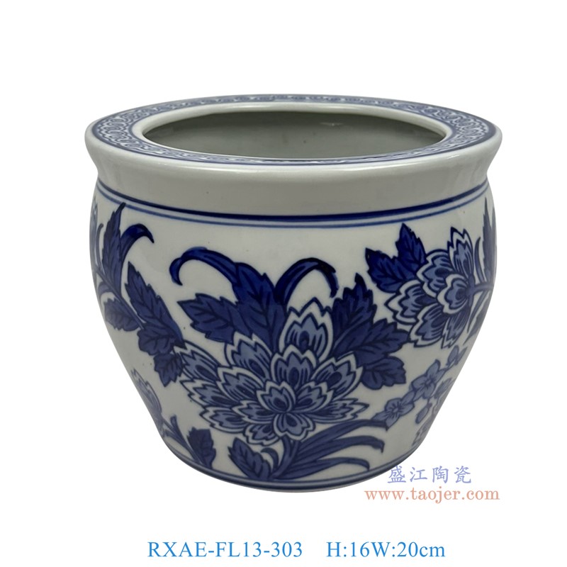 RXAE-FL13-303青花花卉纹缸高16直径20