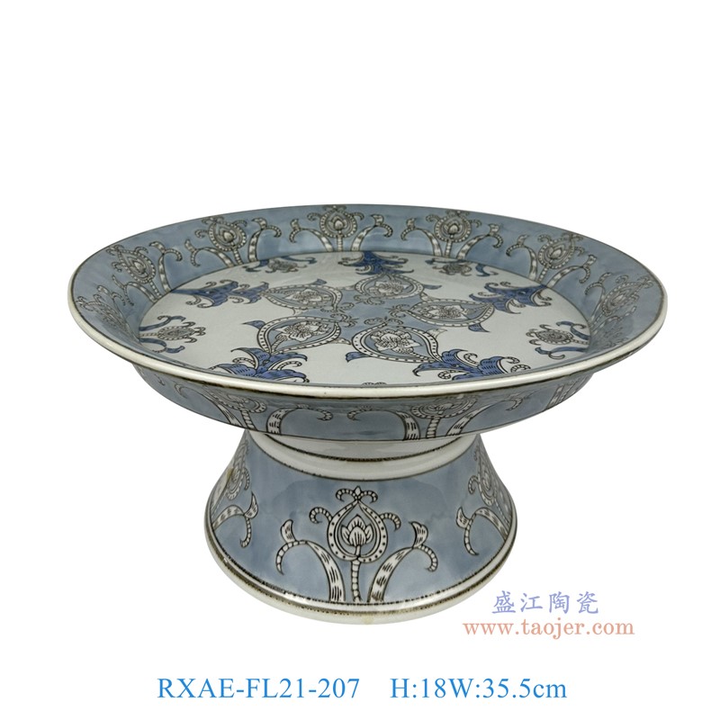 RXAE-FL21-207青花花叶纹水果盘高18直径35.5