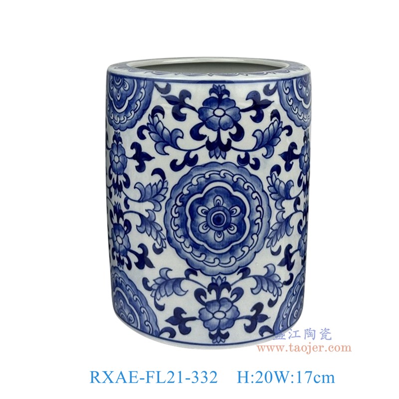 RXAE-FL21-332青花花叶纹花盆中号高20直径17