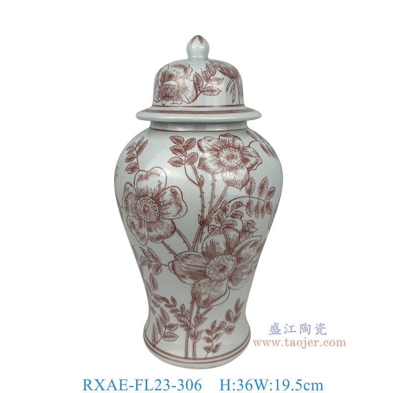 RXAE-FL23-306手工花叶纹将军罐高36直径19.5