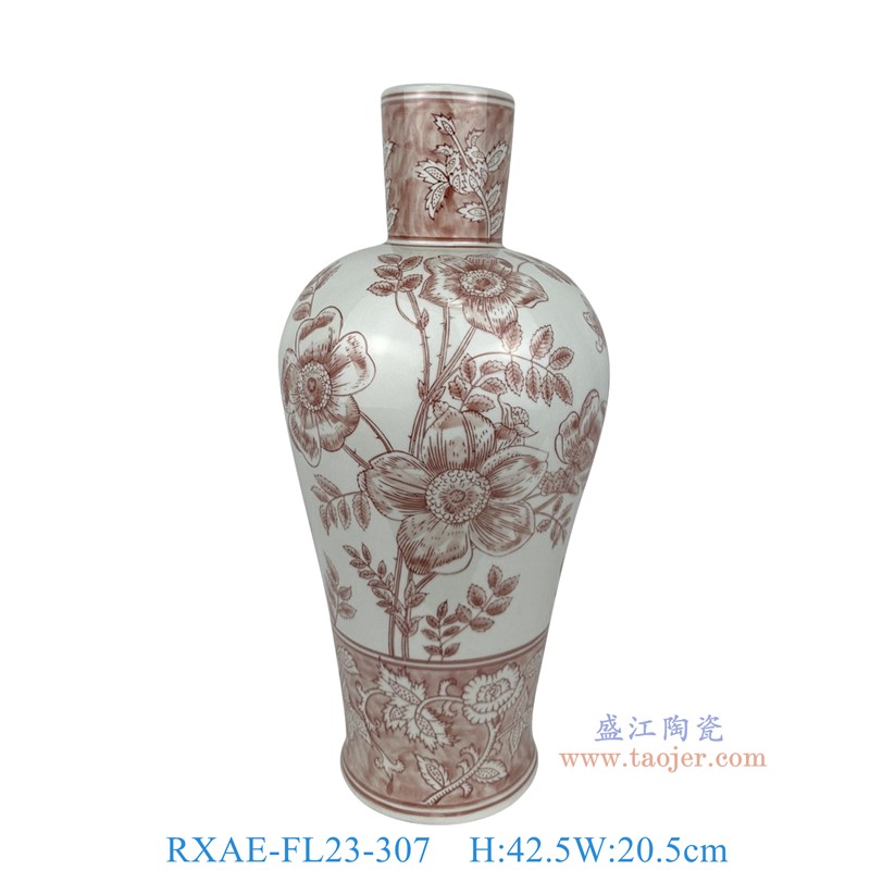 RXAE-FL23-307手工花叶纹花瓶高42.5直径20.5