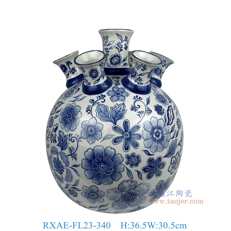 RXAE-FL23-340青花花卉纹插花花瓶高36.5直径30.5