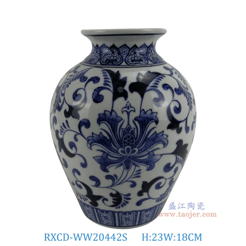 RXCD-WW20442S青花缠枝莲冬瓜瓶小号高23直径18