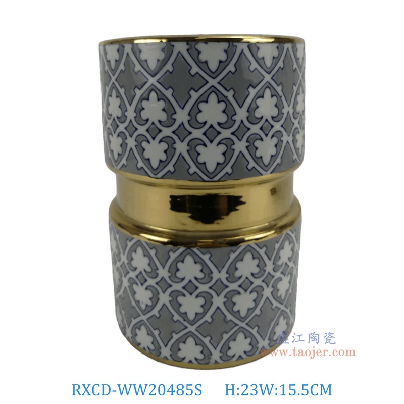 RXCD-WW20485S手工描金几何图案摆件小号高23直径15.5