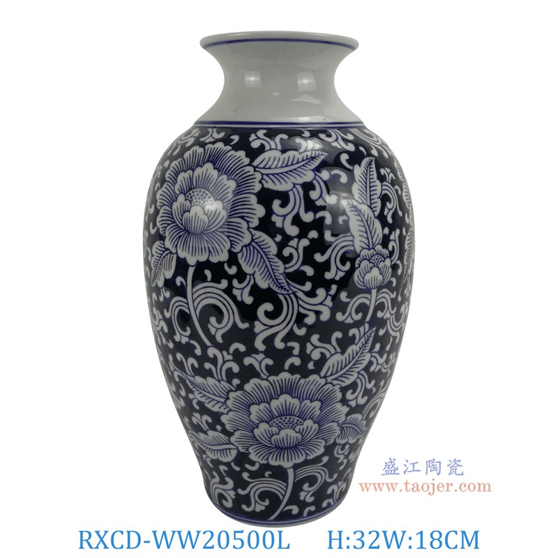 RXCD-WW20500L手工莲花纹花瓶大号高32直径18