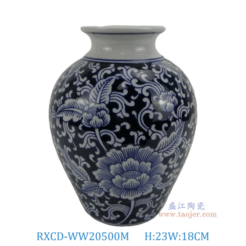 RXCD-WW20500M手工莲花纹花瓶中号高23直径18