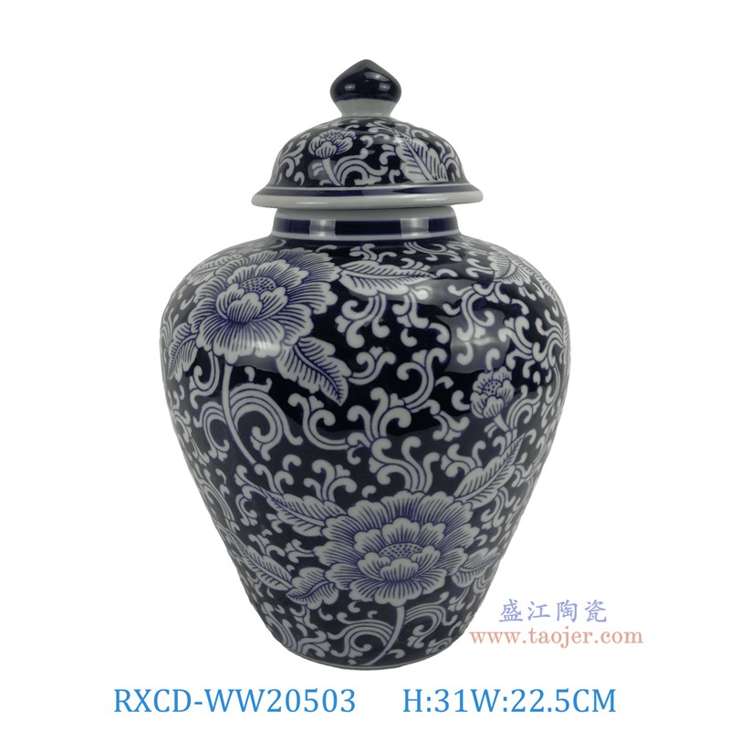 RXCD-WW20503手工莲花纹将军罐高31直径22.5