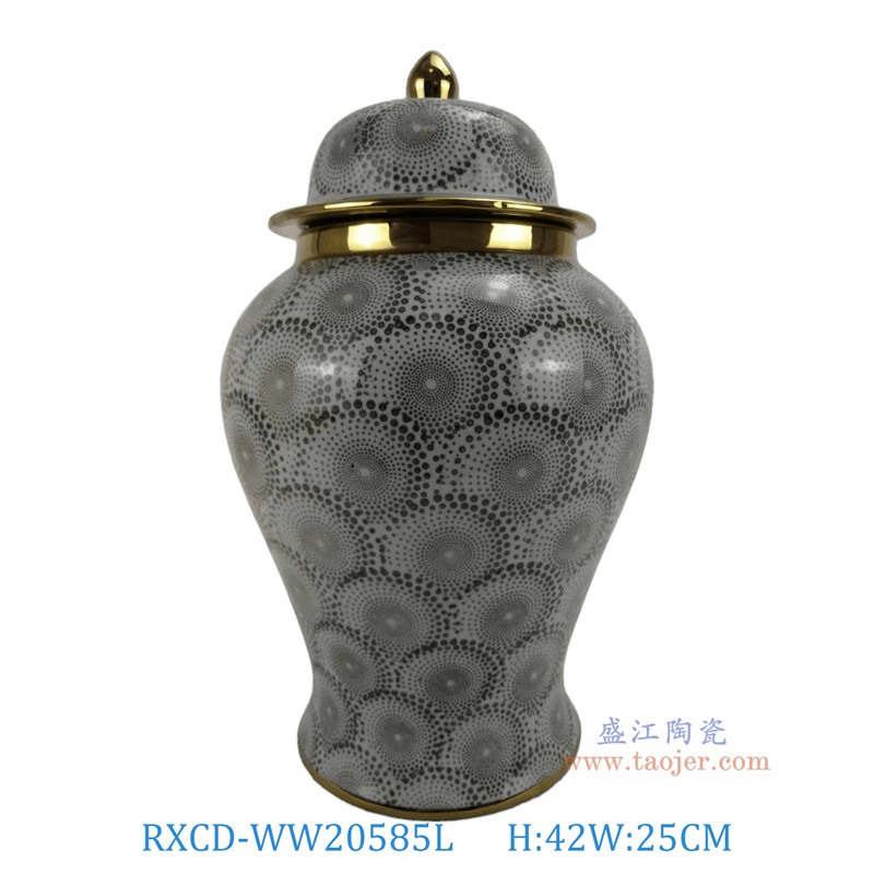 RXCD-WW20585L几何图案描金将军罐大号高42直径25