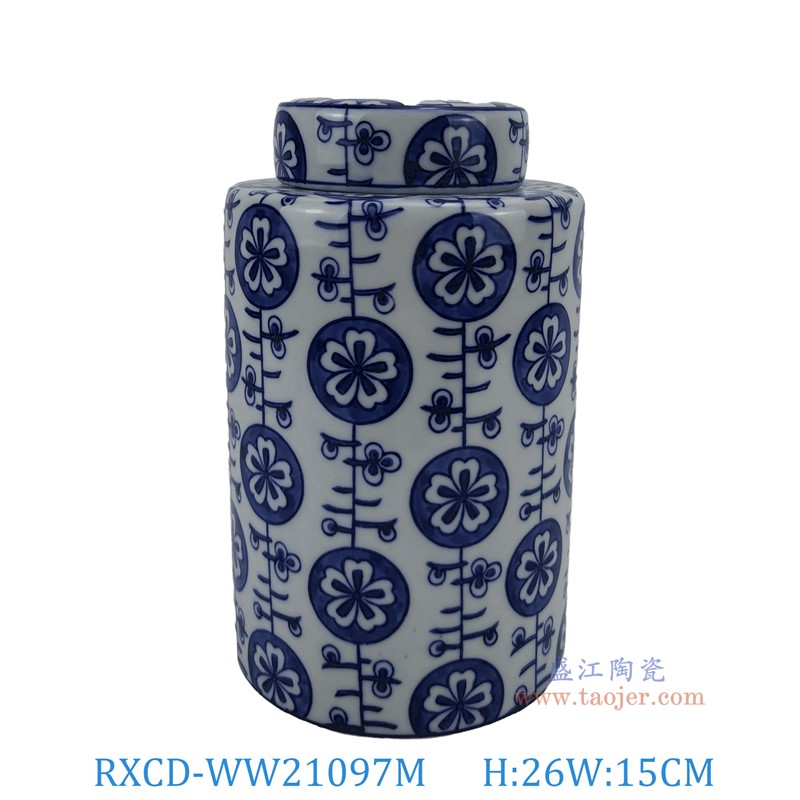 RXCD-WW21097M手工花卉纹六方罐中号高26直径15