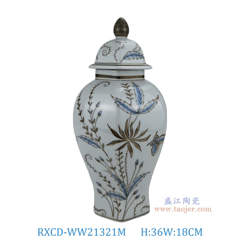 RXCD-WW21321M墨彩水藻纹将军罐中号高36长18宽16.5