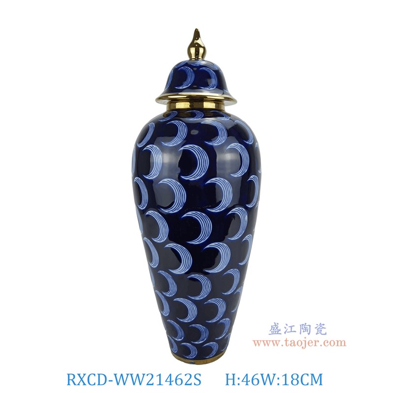 RXCD-WW21462S月亮纹金边将军罐小号高46直径18