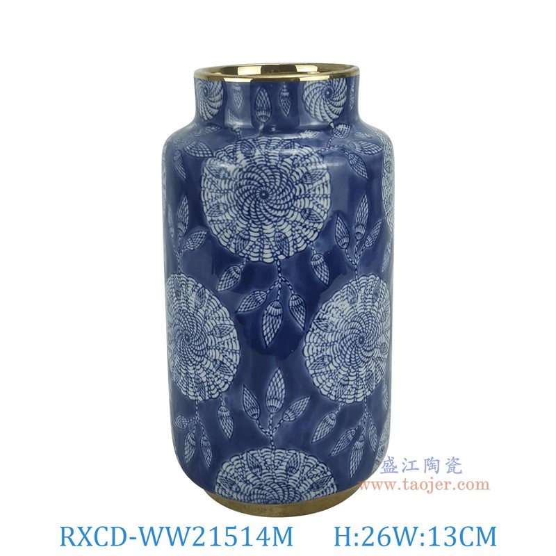 RXCD-WW21514M描金旋涡花卉纹储物罐中号高26直径13