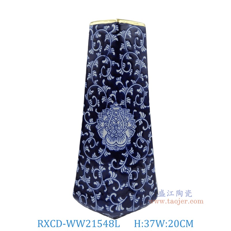 RXCD-WW21548L青花莲花缠枝花瓶大号高37长20宽18