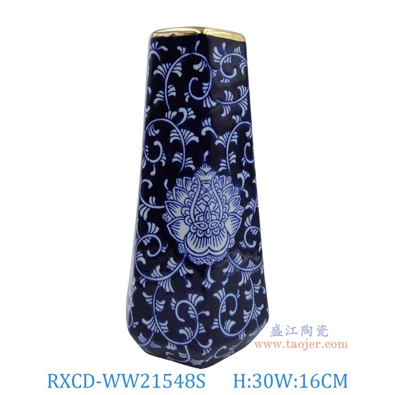 RXCD-WW21548S青花莲花缠枝花瓶小号高30长16宽14.5