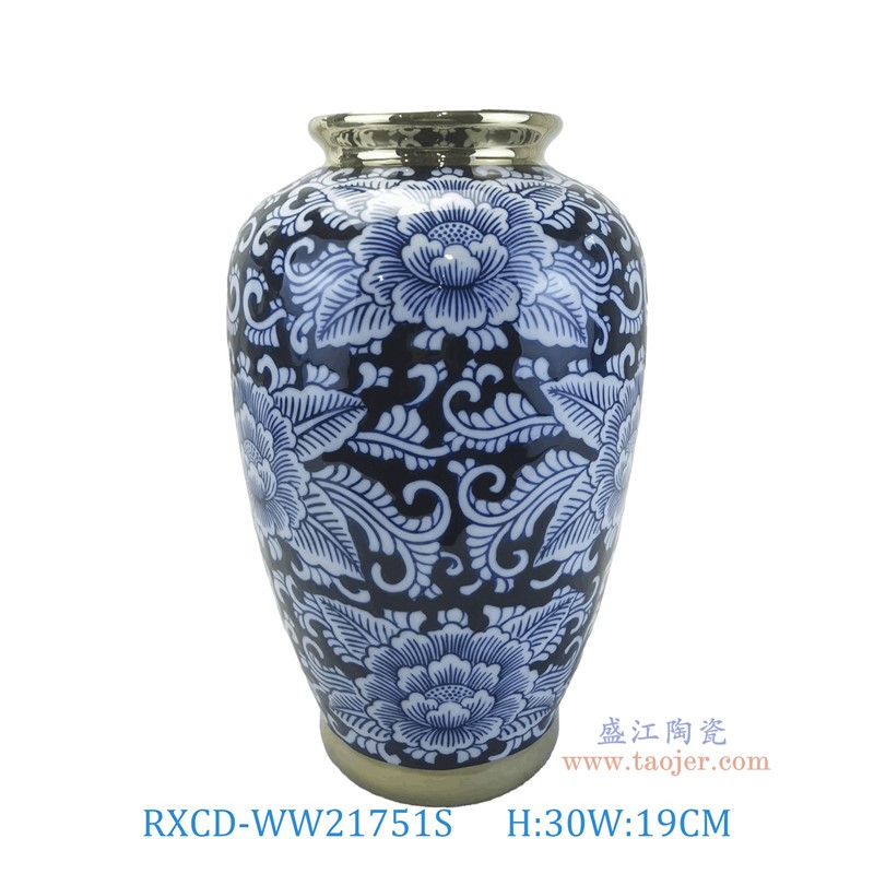 RXCD-WW21751S手工描金牡丹纹冬瓜瓶小号高30直径19