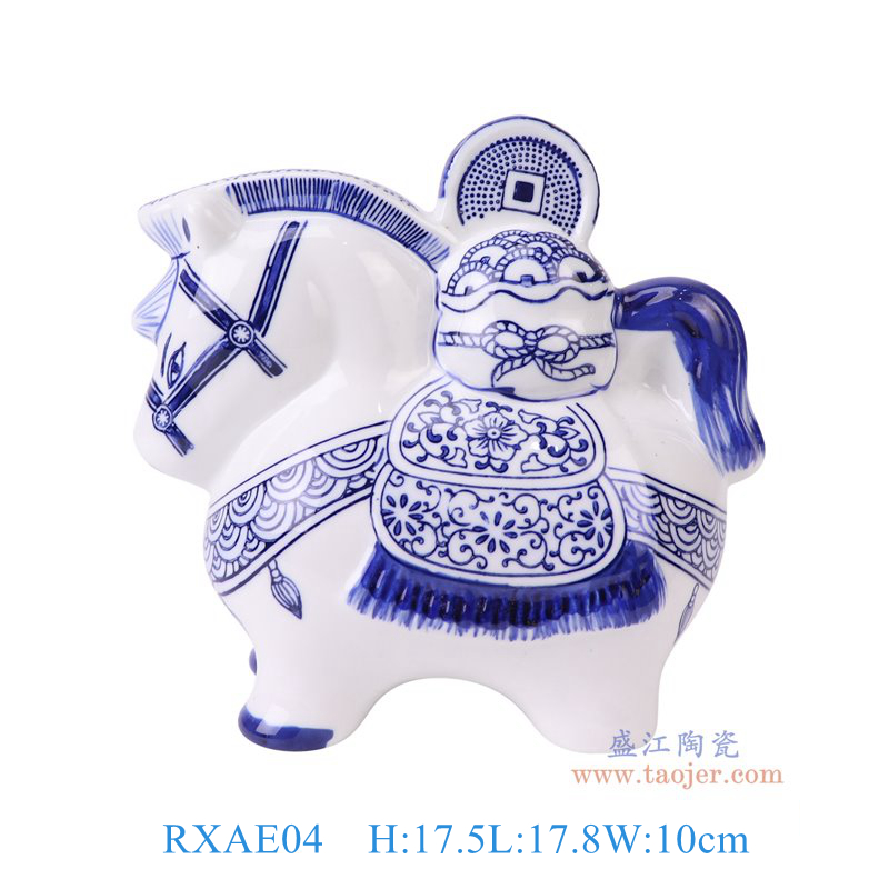 RXAE04青花马上有钱雕塑马正面图