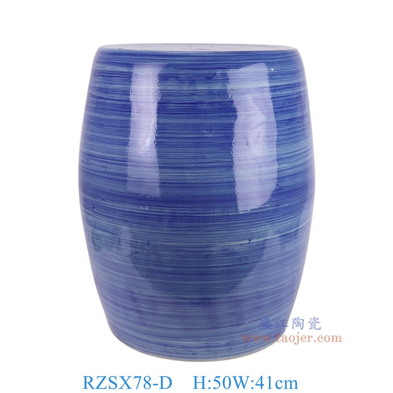 RZSX78-D 仿古脚踩泥青花线圈纹凳子 高50直径41底径33重量13.5KG