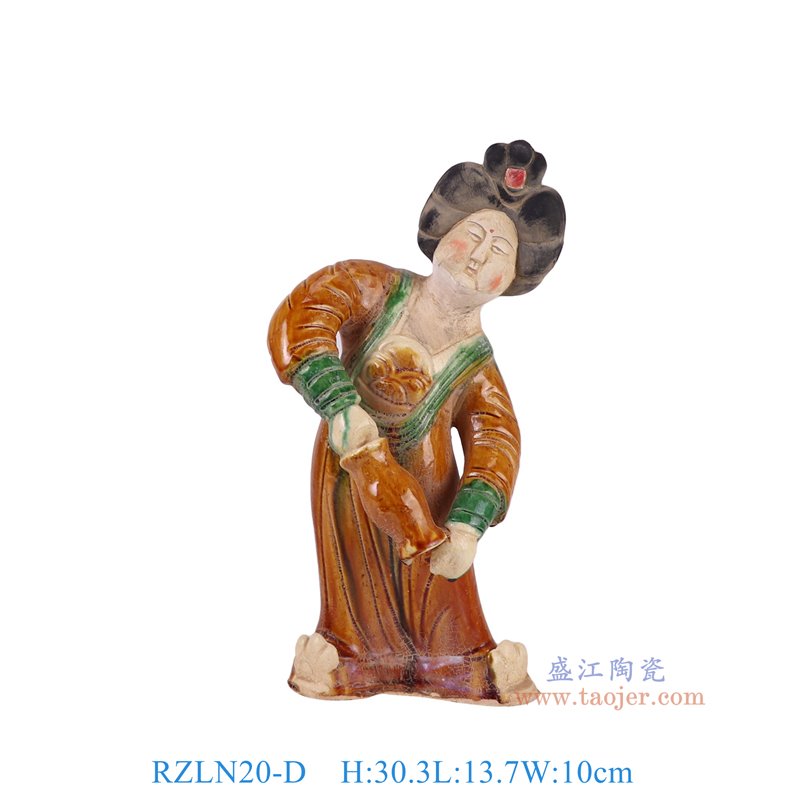 RZLN20-D 唐三彩仕女雕塑乐器胖妞 高30.3直径13.7重量1.25KG